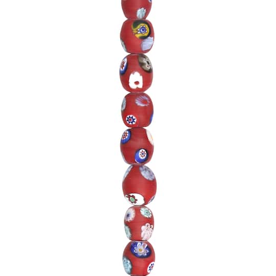 Red Millefiori Oval Beads by Bead Landing&#xAE;